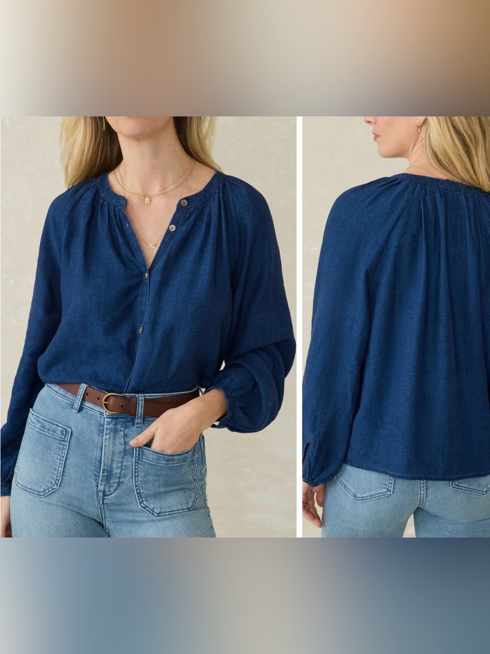 NWT FAHERTY Tried & True Button Front Easton Shirt in Deep Lagoon Wash